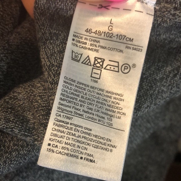 Banana Republic Pima Cotton Cashmere Quarter 1/4 Zip Gray Size Large - Picture 8 of 10